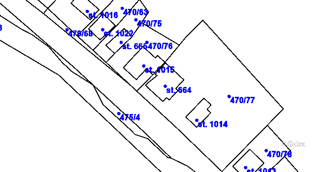 Parcela st. 664 v KÚ Ohrobec, Katastrální mapa