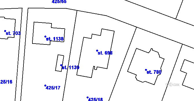 Parcela st. 698 v KÚ Ohrobec, Katastrální mapa