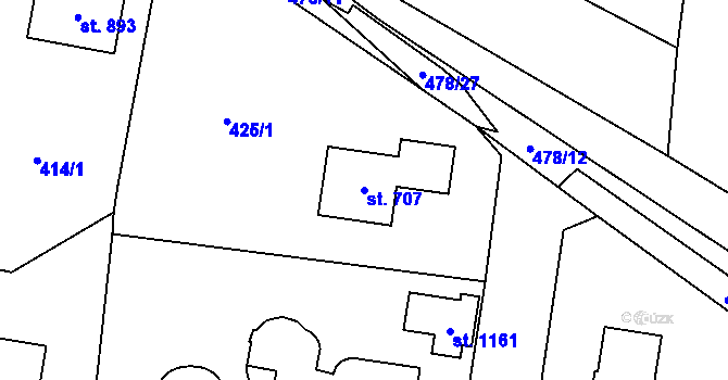 Parcela st. 707 v KÚ Ohrobec, Katastrální mapa