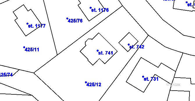 Parcela st. 741 v KÚ Ohrobec, Katastrální mapa