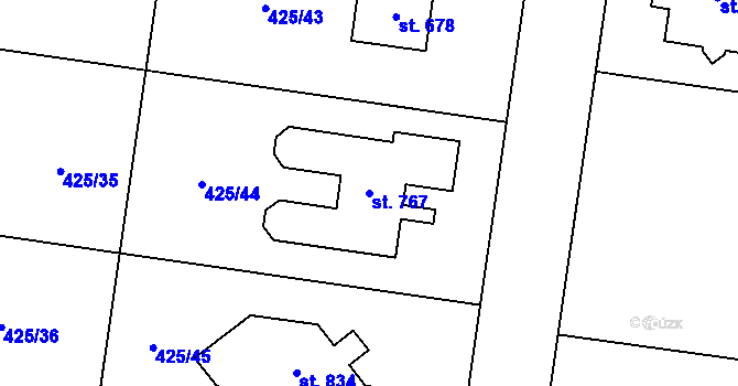 Parcela st. 767 v KÚ Ohrobec, Katastrální mapa