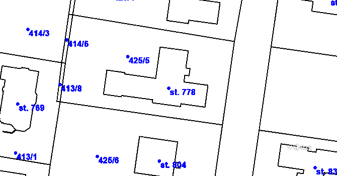 Parcela st. 778 v KÚ Ohrobec, Katastrální mapa