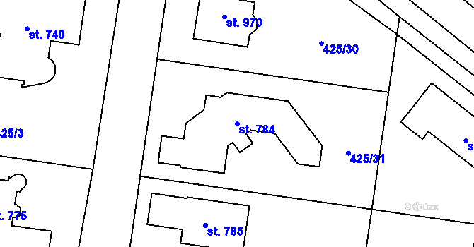 Parcela st. 784 v KÚ Ohrobec, Katastrální mapa