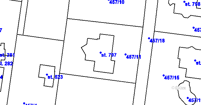 Parcela st. 797 v KÚ Ohrobec, Katastrální mapa
