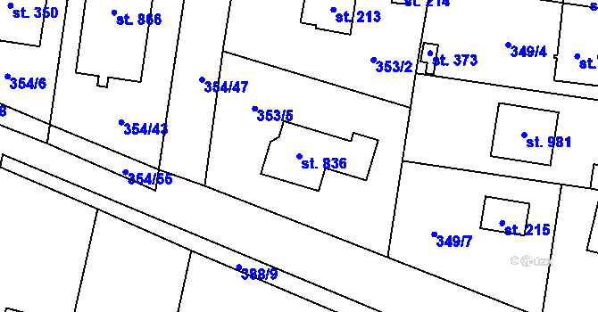Parcela st. 836 v KÚ Ohrobec, Katastrální mapa
