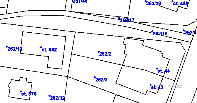 Parcela st. 262/2 v KÚ Ohrobec, Katastrální mapa