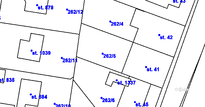 Parcela st. 262/5 v KÚ Ohrobec, Katastrální mapa