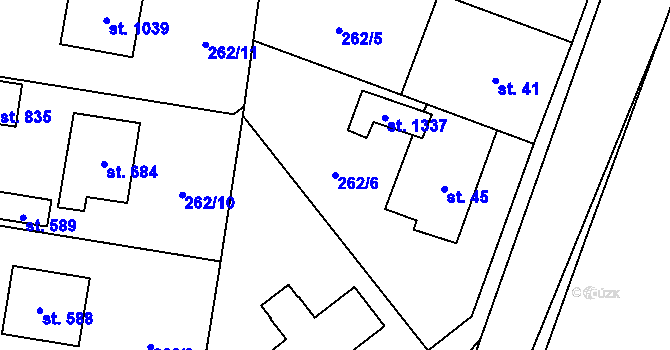 Parcela st. 262/6 v KÚ Ohrobec, Katastrální mapa