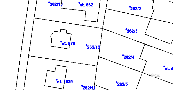 Parcela st. 262/12 v KÚ Ohrobec, Katastrální mapa