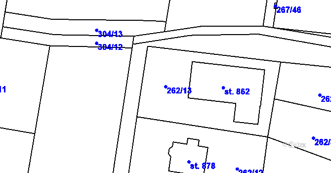 Parcela st. 262/13 v KÚ Ohrobec, Katastrální mapa