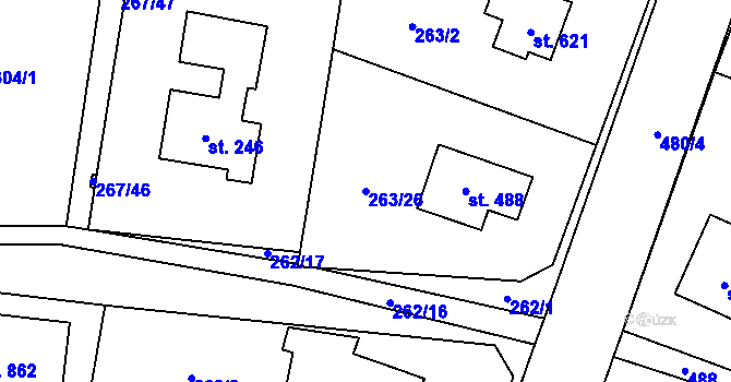 Parcela st. 263/26 v KÚ Ohrobec, Katastrální mapa