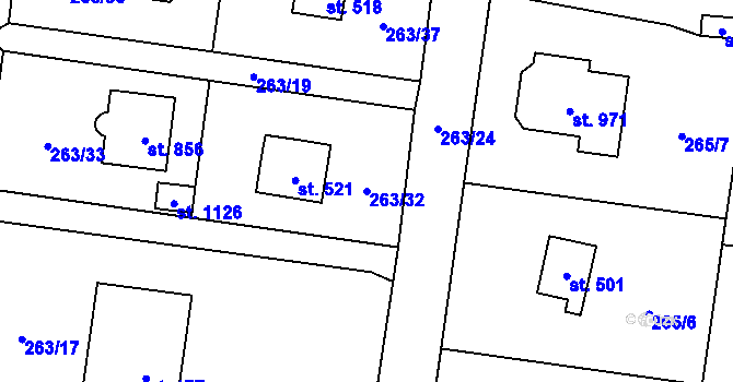Parcela st. 263/32 v KÚ Ohrobec, Katastrální mapa
