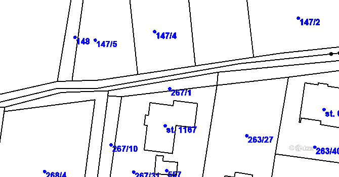 Parcela st. 267/1 v KÚ Ohrobec, Katastrální mapa