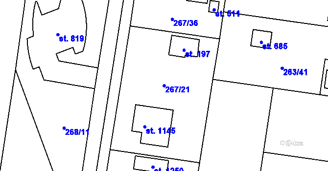 Parcela st. 267/21 v KÚ Ohrobec, Katastrální mapa