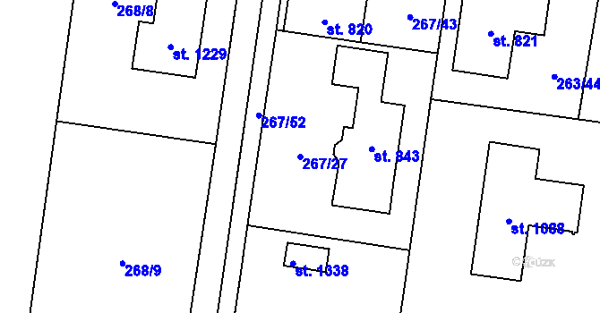 Parcela st. 267/27 v KÚ Ohrobec, Katastrální mapa