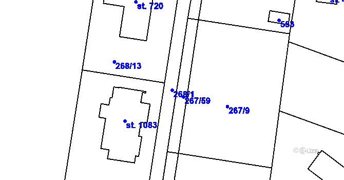 Parcela st. 268/1 v KÚ Ohrobec, Katastrální mapa