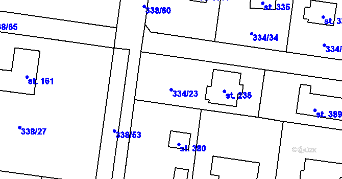 Parcela st. 334/23 v KÚ Ohrobec, Katastrální mapa