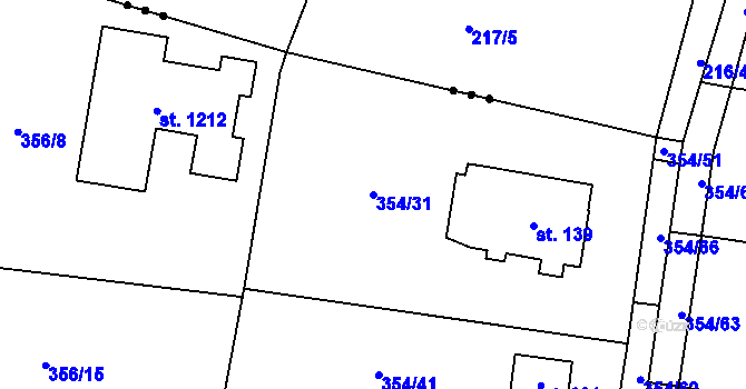 Parcela st. 354/31 v KÚ Ohrobec, Katastrální mapa