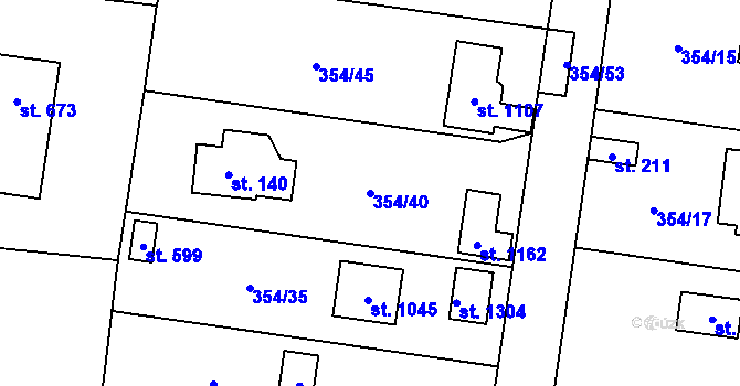 Parcela st. 354/40 v KÚ Ohrobec, Katastrální mapa
