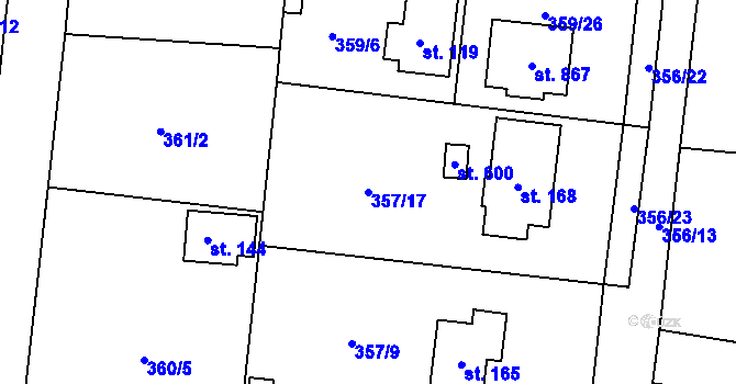 Parcela st. 357/17 v KÚ Ohrobec, Katastrální mapa