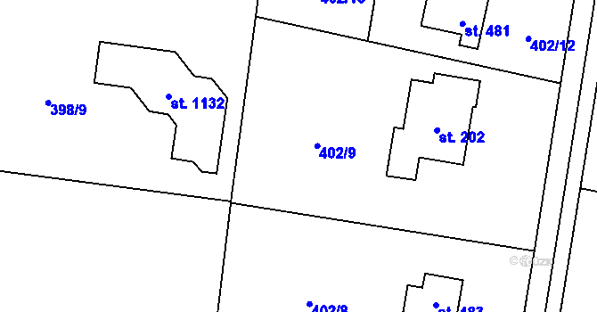 Parcela st. 402/11 v KÚ Ohrobec, Katastrální mapa