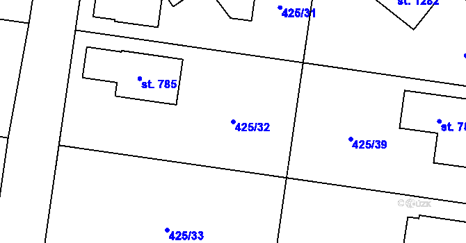 Parcela st. 425/32 v KÚ Ohrobec, Katastrální mapa