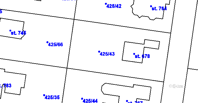 Parcela st. 425/43 v KÚ Ohrobec, Katastrální mapa