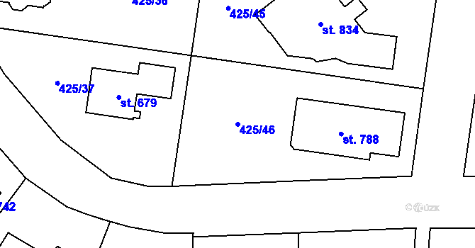 Parcela st. 425/46 v KÚ Ohrobec, Katastrální mapa