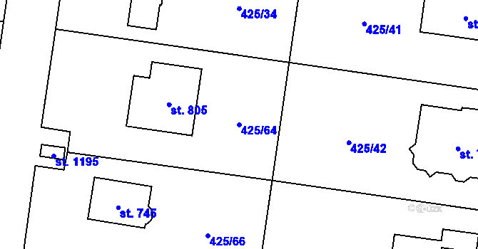 Parcela st. 425/64 v KÚ Ohrobec, Katastrální mapa
