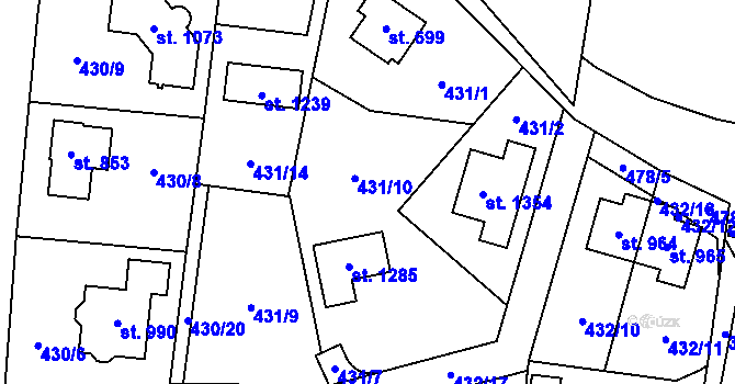 Parcela st. 431 v KÚ Ohrobec, Katastrální mapa