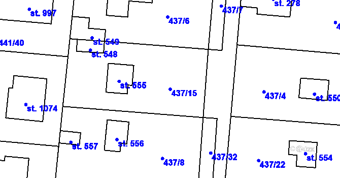Parcela st. 437/15 v KÚ Ohrobec, Katastrální mapa