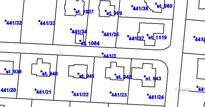 Parcela st. 441/3 v KÚ Ohrobec, Katastrální mapa