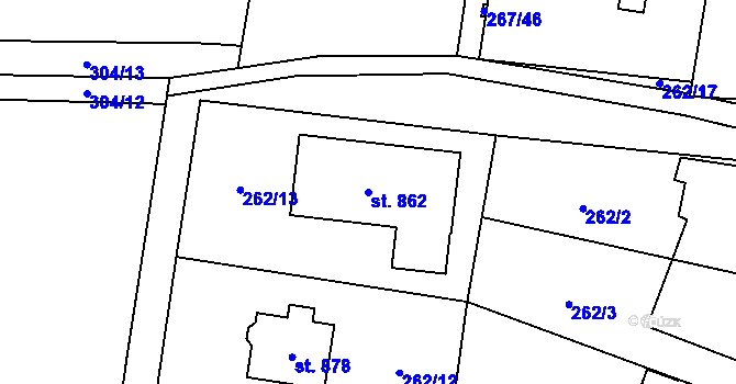 Parcela st. 862 v KÚ Ohrobec, Katastrální mapa