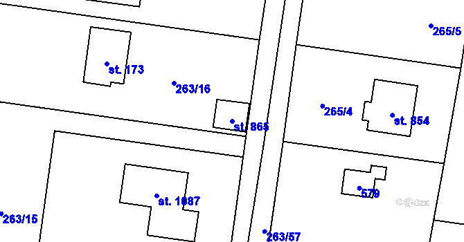 Parcela st. 865 v KÚ Ohrobec, Katastrální mapa