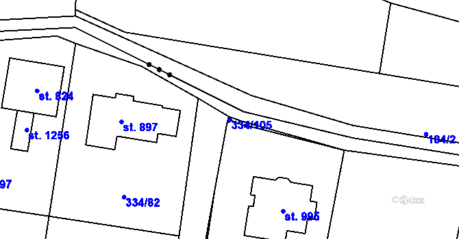 Parcela st. 334/105 v KÚ Ohrobec, Katastrální mapa