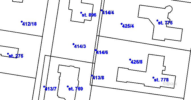 Parcela st. 414/6 v KÚ Ohrobec, Katastrální mapa