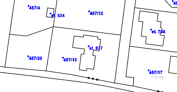 Parcela st. 877 v KÚ Ohrobec, Katastrální mapa