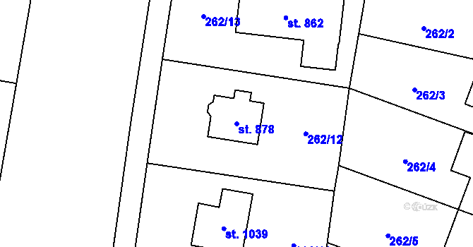 Parcela st. 878 v KÚ Ohrobec, Katastrální mapa