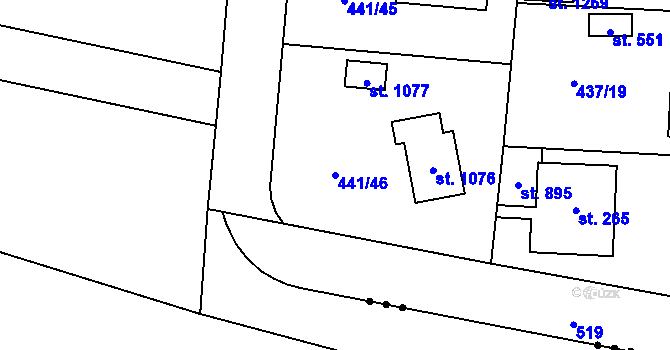 Parcela st. 441/46 v KÚ Ohrobec, Katastrální mapa