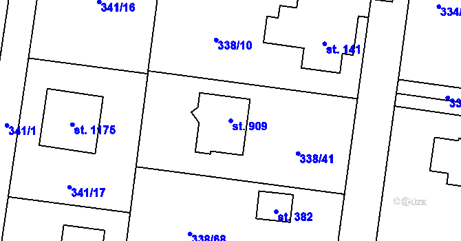 Parcela st. 909 v KÚ Ohrobec, Katastrální mapa