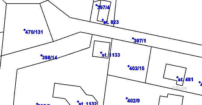 Parcela st. 1133 v KÚ Ohrobec, Katastrální mapa