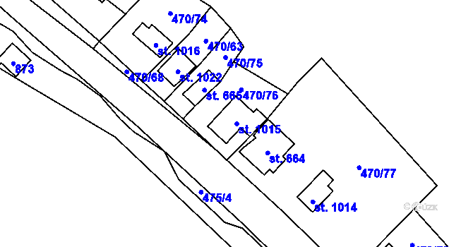 Parcela st. 1015 v KÚ Ohrobec, Katastrální mapa