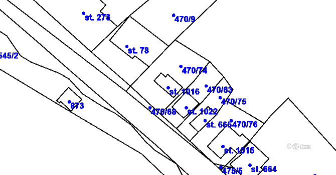Parcela st. 1016 v KÚ Ohrobec, Katastrální mapa