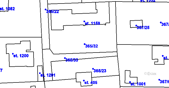 Parcela st. 365/32 v KÚ Ohrobec, Katastrální mapa