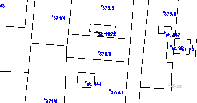 Parcela st. 375/5 v KÚ Ohrobec, Katastrální mapa