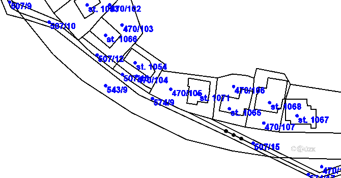Parcela st. 470/105 v KÚ Ohrobec, Katastrální mapa