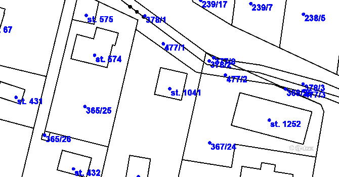 Parcela st. 1041 v KÚ Ohrobec, Katastrální mapa