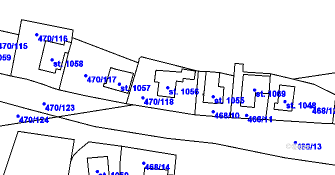 Parcela st. 1056 v KÚ Ohrobec, Katastrální mapa