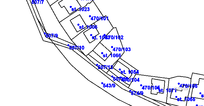 Parcela st. 1066 v KÚ Ohrobec, Katastrální mapa