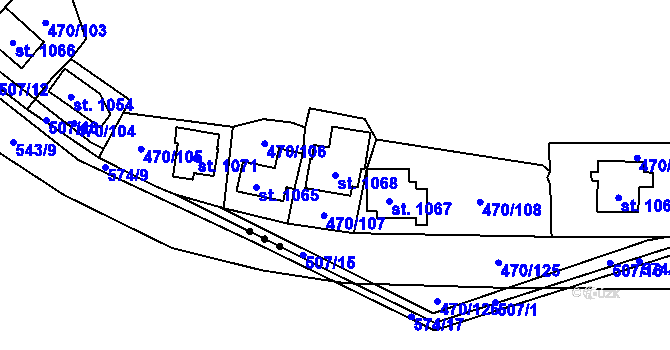 Parcela st. 1068 v KÚ Ohrobec, Katastrální mapa